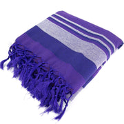 Striped Cotton Blanket With Tassel Edging - Iris