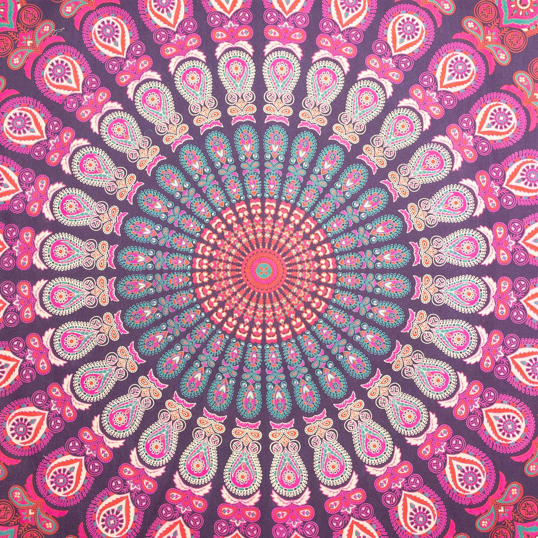 Block Printed Mandala Wall Hanging - Magenta