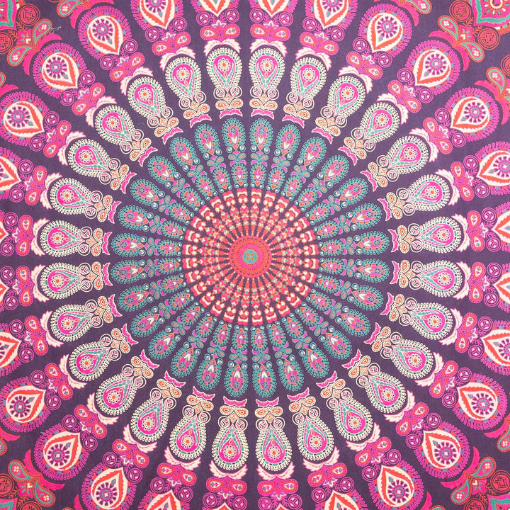 Block Printed Mandala Wall Hanging - Magenta