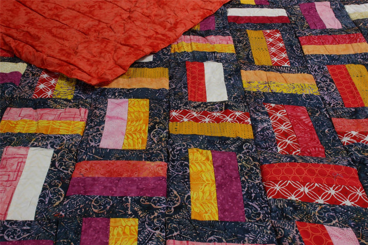 Handmade Quilted Patchwork Batik Printed Bedspread