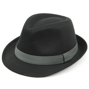 Chapeau trilby en coton avec bande contrastée - Noir