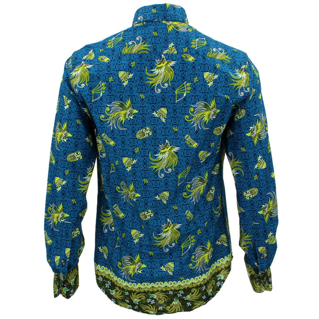 Tailored Fit Long Sleeve Shirt - Green Abstract Phoenix