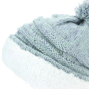 Acrylic Knit Baggy Beanie Bobble Hat - Light Grey