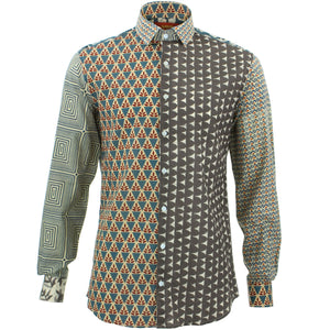 Tailliertes Langarmhemd – zufällig gemischte Panels