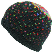 Wool Knit Beanie Hat - Black