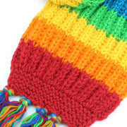 Long Chunky Wool Knit Striped Scarf - Rainbow