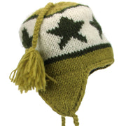 Wool Knit Earflap Tassel Hat - Star Mustard