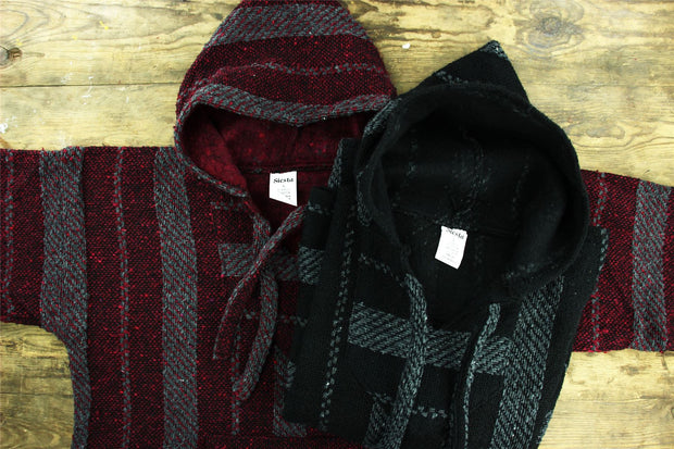 Mexican Baja Jerga Hoody - Maroon Speck