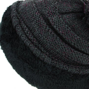 Acrylic Knit Baggy Beanie Bobble Hat - Charcoal Grey