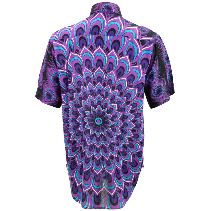 Regular Fit Short Sleeve Shirt - Peacock Mandala - Deep Purple