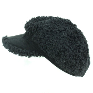 Macahel Soft Towelling Sherpa Peaked Cap - Black