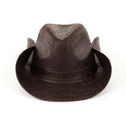Leather effect fedora with neck cord - Brown