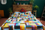 Handmade Quilted Patchwork Batik Printed Bedspread