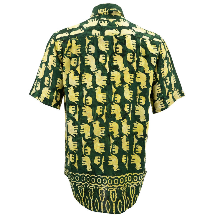 Regular Fit Short Sleeve Shirt - Herd of Elephants - Green