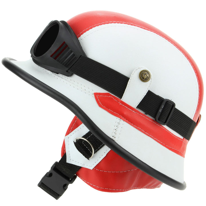 Combat Novelty Festival Helmet with Goggles - Red & White
