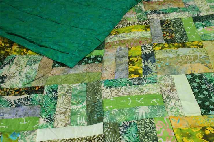 Handmade Quilted Patchwork Batik Printed Bedspread