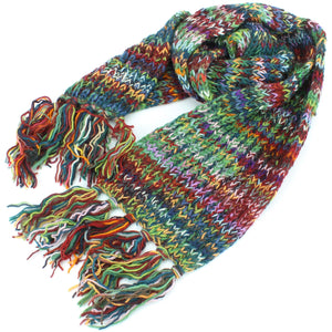 Écharpe en tricot de laine épaisse - teinture spatiale - multi