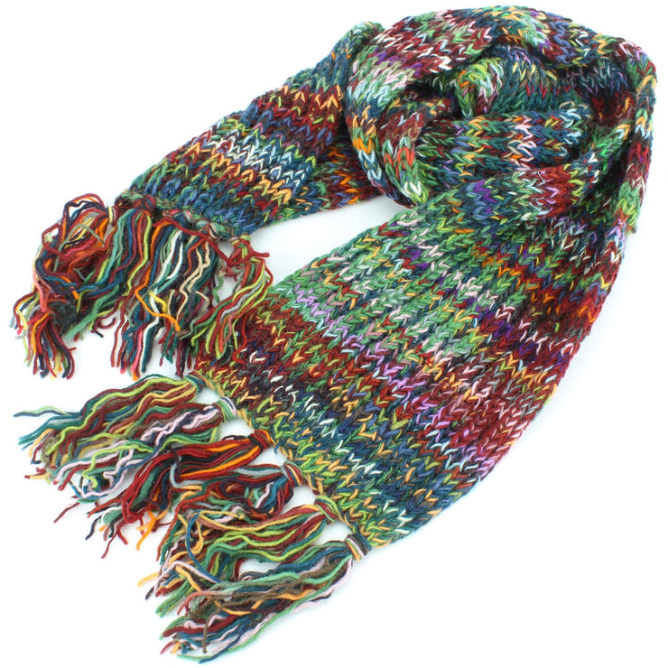 Chunky Wool Knit Scarf - Space Dye - Multi