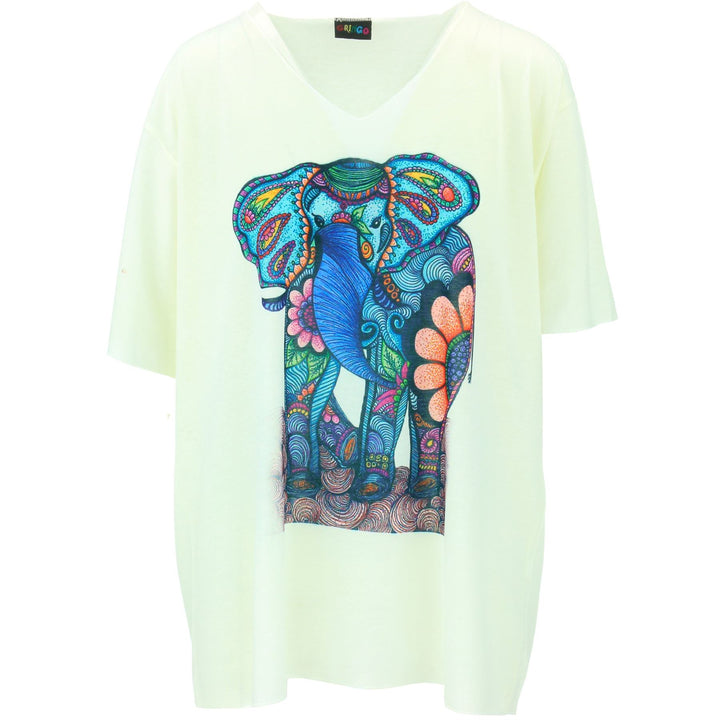 Short Sleeve Elephant Top - White