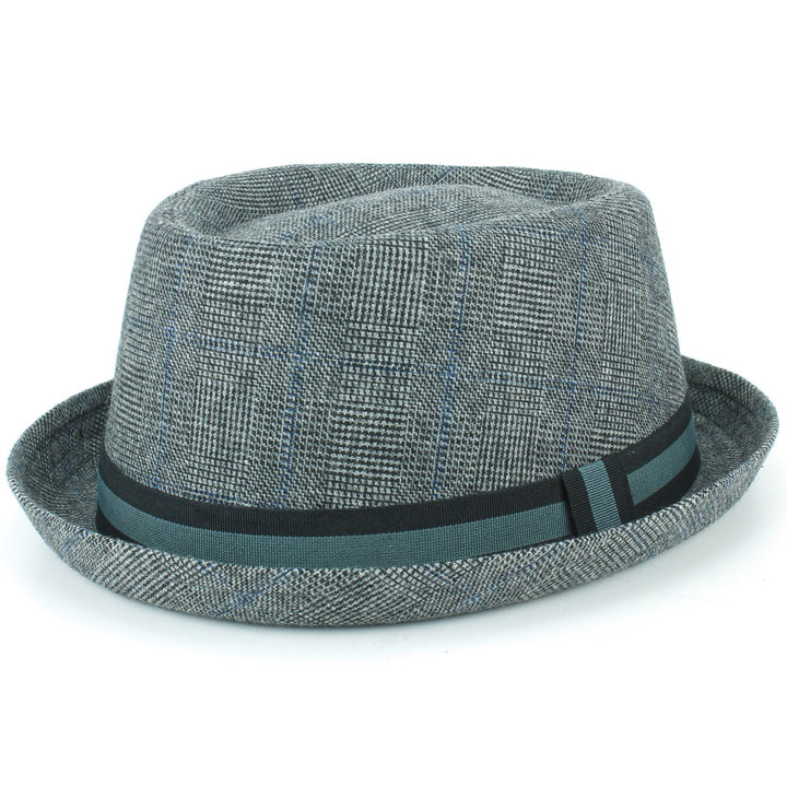 Tweed Porkpie Hat - Light Grey
