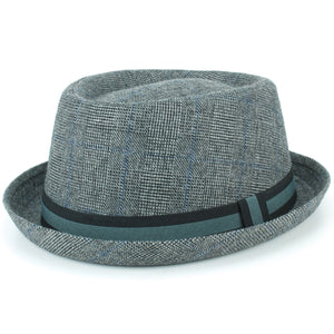 Tweed porkpie hat - lysegrå