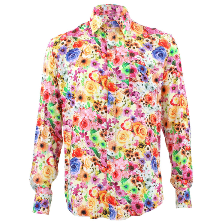 Tailored Fit Long Sleeve Shirt - Bright Yellow & Pink Floral
