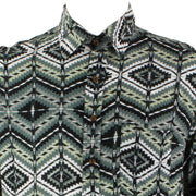 Regular Fit Long Sleeve Shirt - Grey Pixelated Zig Zags