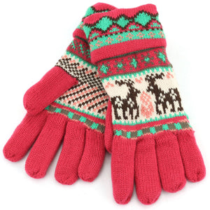 Departure Aztec Reindeer Gloves - Coral