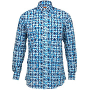 Regular Fit Long Sleeve Shirt - Blue & White Abstract