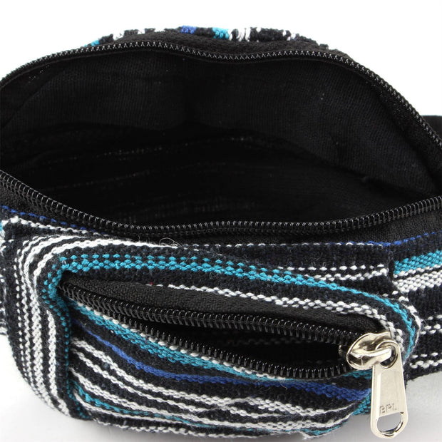 Canvas Bum Bag Money Belt Fanny Pack Blue & Black