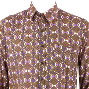 Regular Fit Long Sleeve Shirt - Brown & Purple Abstract