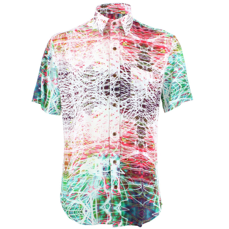 Tailored Fit Short Sleeve Shirt - Multi Abstract Doodle