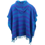 Hooded Square Poncho - Light Blue