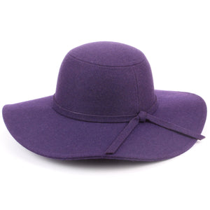 Wool felt wide brim floppy hat - Purple (One Size)