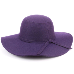 Chapeau disquette à large bord en feutre de laine - Violet (Taille unique)