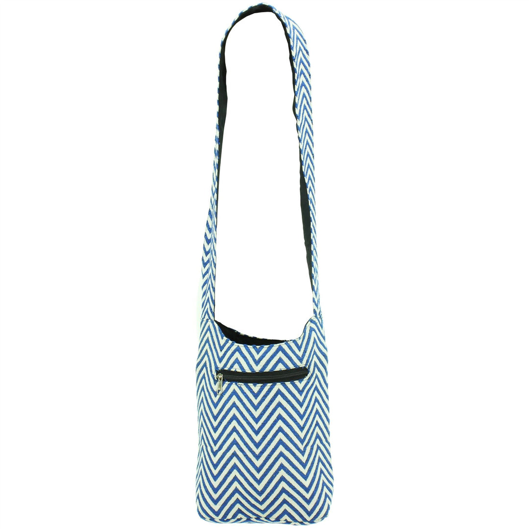 Cotton Canvas Sling Shoulder Bag - ZigZag Blue