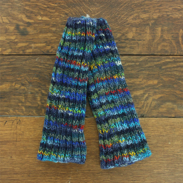Hand Knitted Wool Leg Warmers - SD Dark Blue Mix
