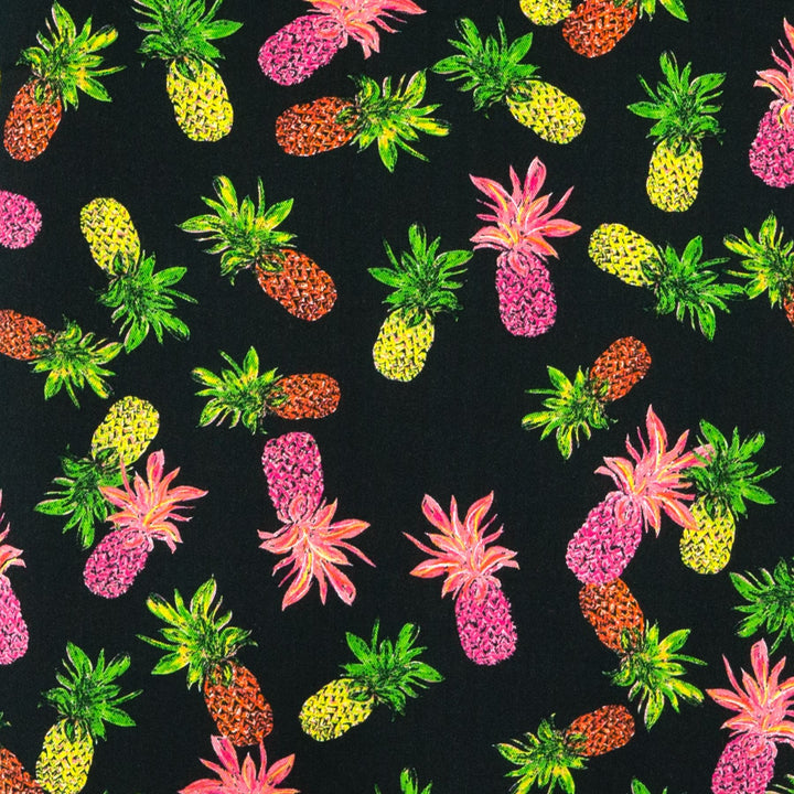 Floaty Asymmetrical Summer Dress - Pineapple Punch Black