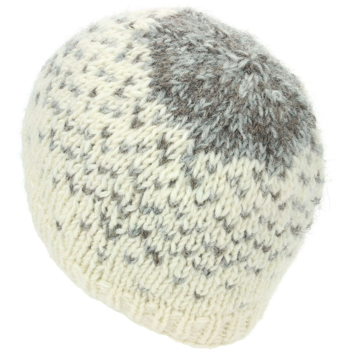 Wool Knit Beanie Hat - Cream