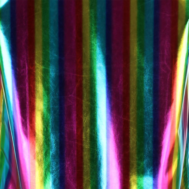 Shiny Metallic 70's Shirt - Rainbow