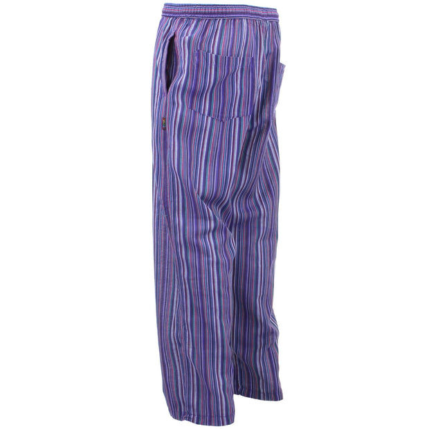 Classic Nepalese Lightweight Cotton Striped Trousers Pants - Purple