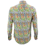 Tailored Fit Long Sleeve Shirt - Green Yellow & Pink Abstract