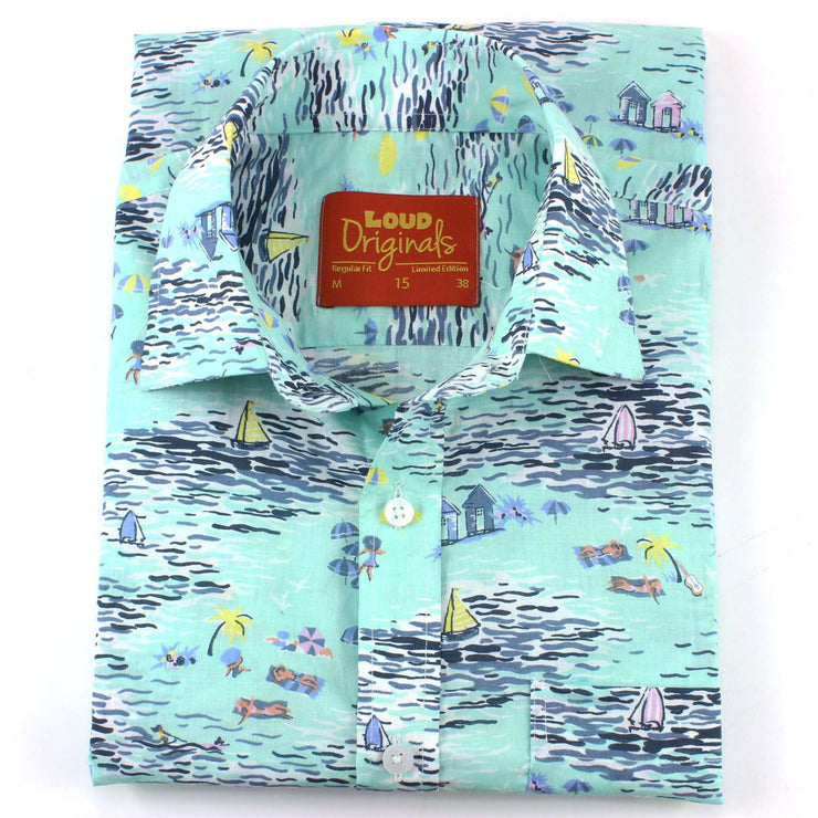 Regular Fit Short Sleeve Shirt - Seaside Print