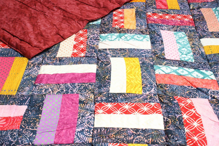 Handmade Quilted Patchwork Batik Printed Bedspread