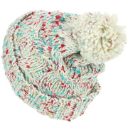 Chunky Knit Colourful Fleck Bobble Beanie Hat - White