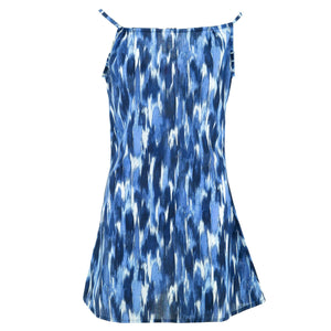 Modernes Minikleid - blaues Ikat