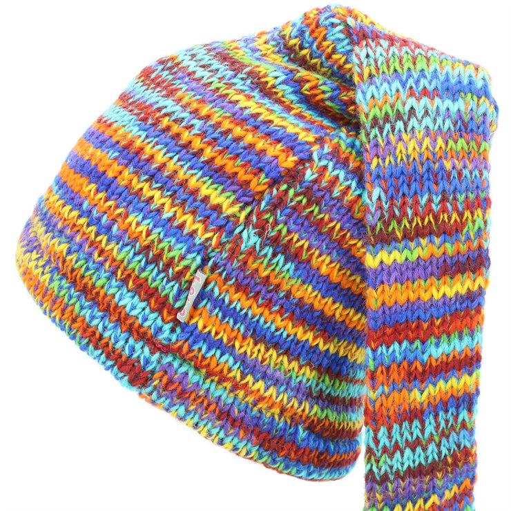 Wool Knit 'Tinky Winky' Tail Beanie Hat - Rainbow SD