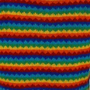 Wool Knit Hooded Cardigan Jacket - Rainbow Zig Zag