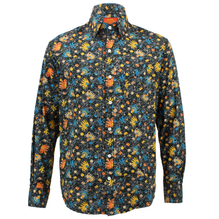 Tailored Fit Long Sleeve Shirt - Colourful elephants