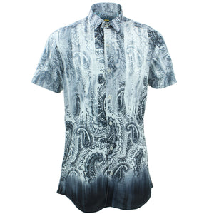 Tailliertes Kurzarmhemd – Neon-Paisley-Fade